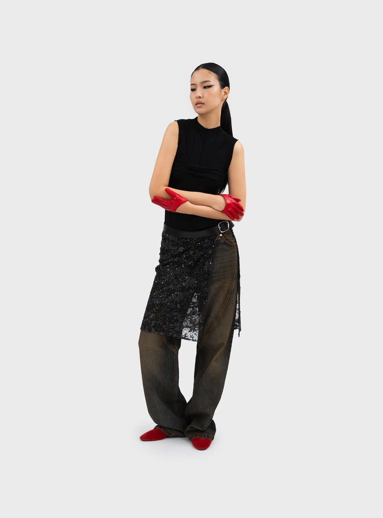 Vicky Embroidered Black Sarong